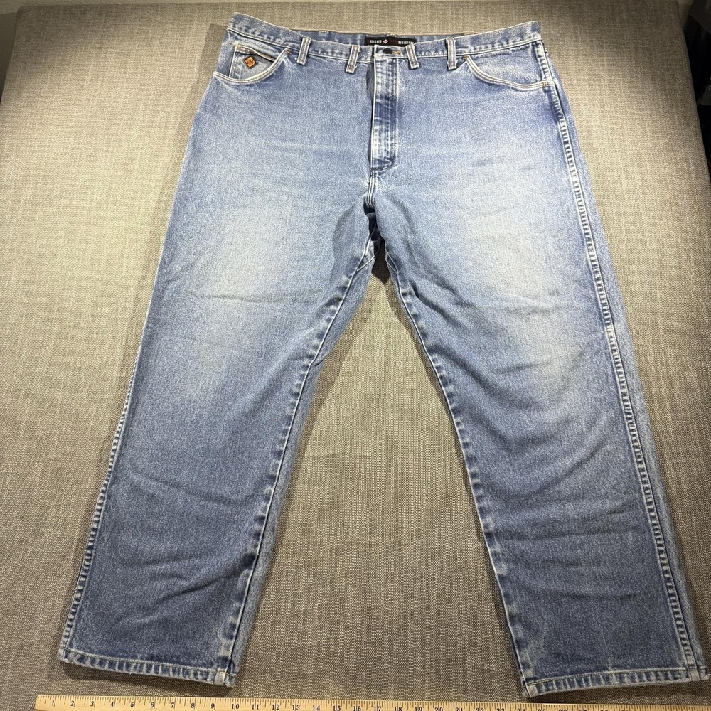 Wrangler FR13MWZ Jeans Mens 42x30 Blue Straight Denim Flame Resistant FR